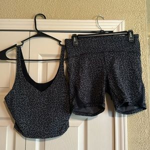 CRZ YOGA BLACK CHEETAH ATHLETIC WORKOUT SET SIZE M/L